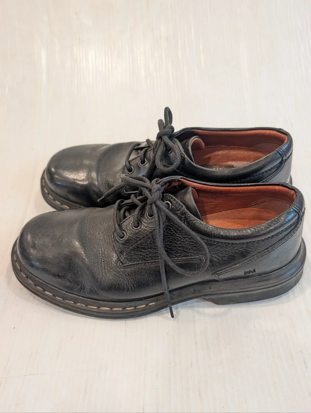 JOHNSTON & MURPHY Men's Classic Black Leather Lace-Up Derby Dress Shoes Size 7